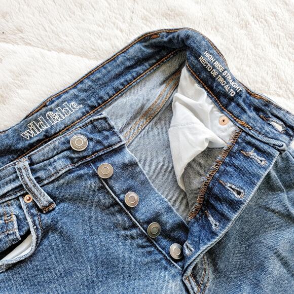 Wild Fable High Rise Straight Leg Distressed  Mom Jeans - Picture 4 of 5